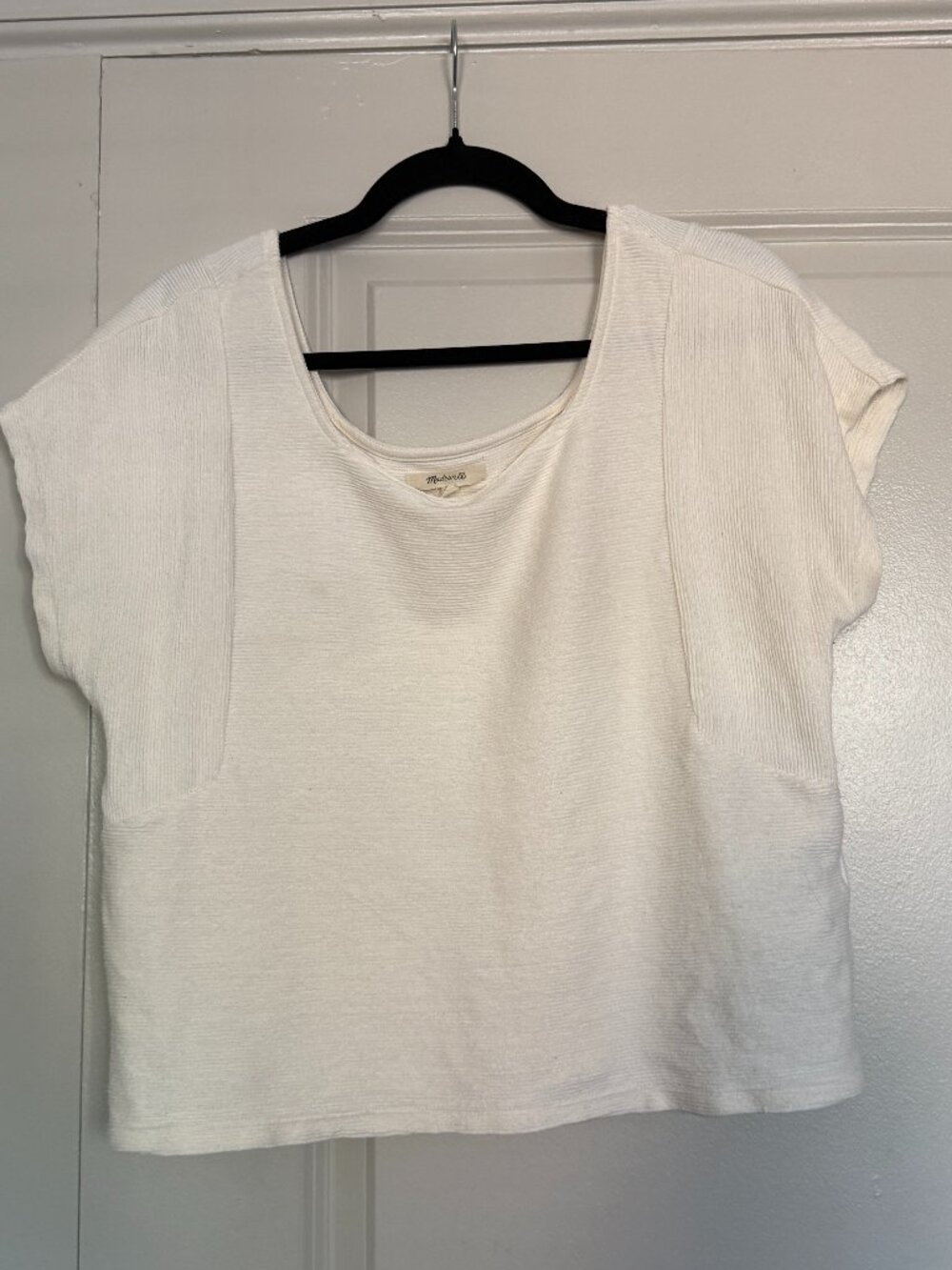 Madewell Cream Ribbed Knit Top – Size Medium 🤍